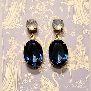 Superior Minimalist Tanzanite Hue & Powder Blue Contrasting In Gold P Earrings